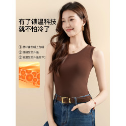 貓人白色羊毛保暖背心女款內搭無痕打底2025秋冬遮副乳顯瘦上衣新