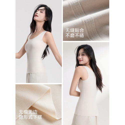 羊毛保暖背心女秋冬季德絨髮熱蛋白絨美膚肌底衣加絨打底無袖上衣 羊毛保暖背心女秋冬季德絨髮熱蛋白絨美膚肌底衣加絨打底無袖上衣