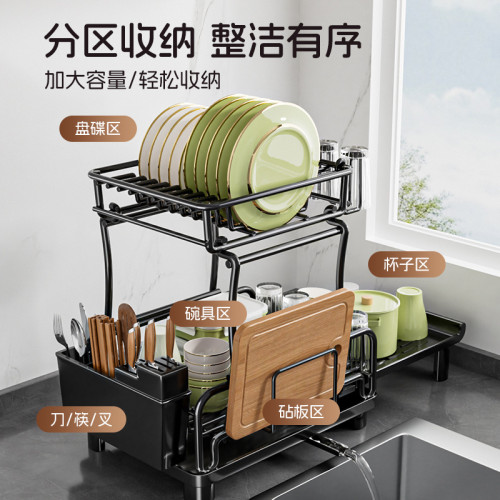 temu雙層碗碟架 可伸縮廚房餐盤瀝水架子 temu雙層碗碟架 可伸縮廚房餐盤瀝水架子
