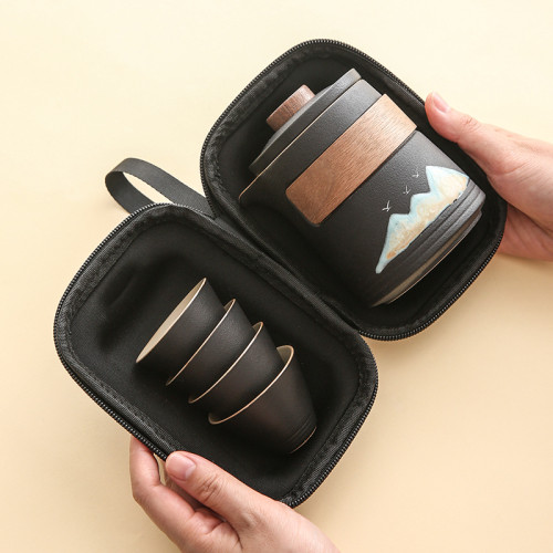 遠山陶瓷旅行茶具套裝可攜式防燙快客杯一壺四杯商務活動伴手禮品 遠山陶瓷旅行茶具套裝可攜式防燙快客杯一壺四杯商務活動伴手禮品