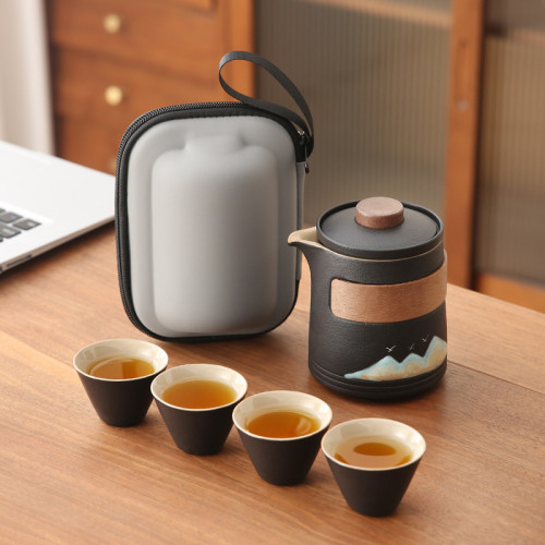 遠山陶瓷旅行茶具套裝可攜式防燙快客杯一壺四杯商務活動伴手禮品 遠山陶瓷旅行茶具套裝可攜式防燙快客杯一壺四杯商務活動伴手禮品