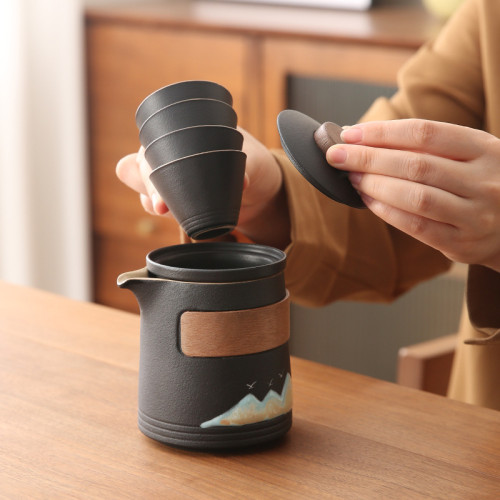 遠山陶瓷旅行茶具套裝可攜式防燙快客杯一壺四杯商務活動伴手禮品 遠山陶瓷旅行茶具套裝可攜式防燙快客杯一壺四杯商務活動伴手禮品