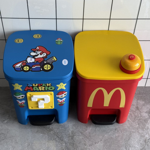 馬裡奧垃圾桶可愛卡通家用客廳臥室靜音大容量腳踩帶蓋衛生間廚房 馬裡奧垃圾桶可愛卡通家用客廳臥室靜音大容量腳踩帶蓋衛生間廚房