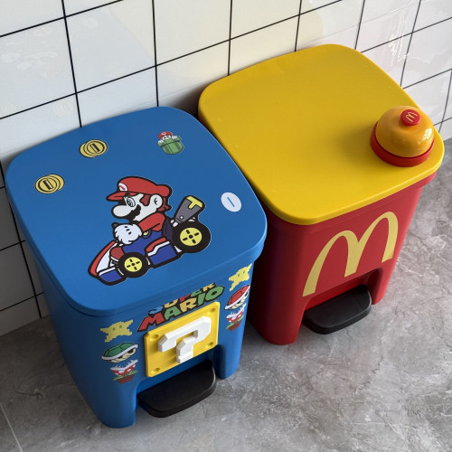 馬裡奧垃圾桶可愛卡通家用客廳臥室靜音大容量腳踩帶蓋衛生間廚房 馬裡奧垃圾桶可愛卡通家用客廳臥室靜音大容量腳踩帶蓋衛生間廚房