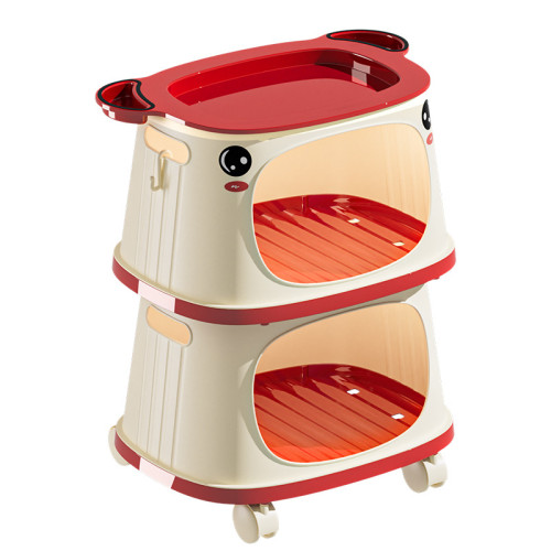 卡通可移動小推車家用客廳收納多層置物架大容量廚房衛浴整理櫃子 卡通可移動小推車家用客廳收納多層置物架大容量廚房衛浴整理櫃子