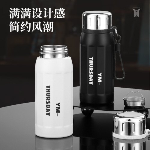 新款保溫杯大容量防漏羅馬學生水壺戶外便捷提手不鏽鋼男生杯