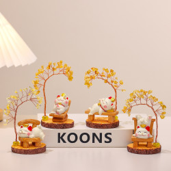 招財貓水晶發財樹擺件裝飾品禮品新年桌面禮物創意可愛發財小擺件