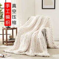 粗針毛毯雪尼爾手工針織粗毛線編織毯子家居裝飾沙發毯