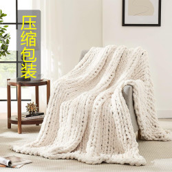 粗針毛毯雪尼爾手工針織粗毛線編織毯子家居裝飾沙發毯