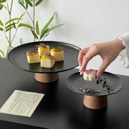 黑色高腳茶點盤茶幾零食擺放盤高級感鏽鋼果盤點心糖果盤甜盤 黑色高腳茶點盤茶幾零食擺放盤高級感鏽鋼果盤點心糖果盤甜盤