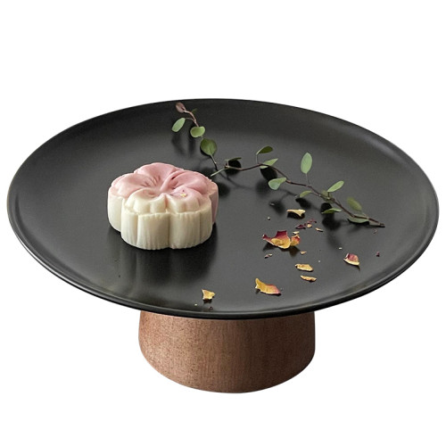 黑色高腳茶點盤茶幾零食擺放盤高級感鏽鋼果盤點心糖果盤甜盤 黑色高腳茶點盤茶幾零食擺放盤高級感鏽鋼果盤點心糖果盤甜盤