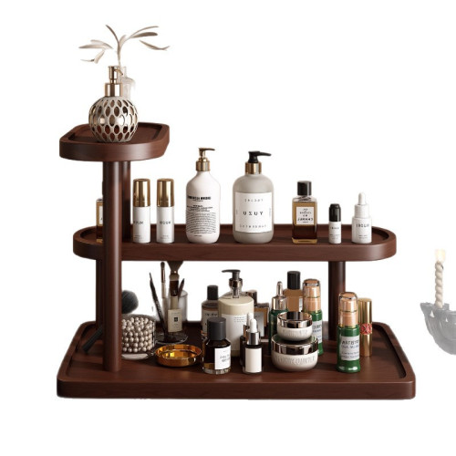 復古實木桌面梳妝台護膚品置物架多層口紅香水化妝品收納整理架 復古實木桌面梳妝台護膚品置物架多層口紅香水化妝品收納整理架