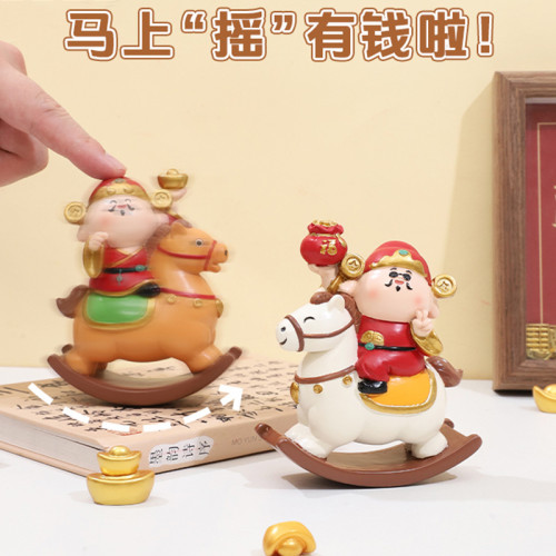 【馬上有錢】財神爺搖搖馬擺件玄關財神辦公室工位財運桌面裝飾品 【馬上有錢】財神爺搖搖馬擺件玄關財神辦公室工位財運桌面裝飾品