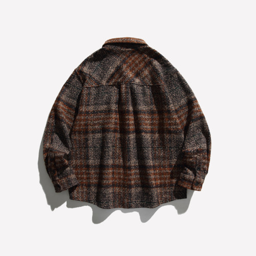 HAODIPAUL美式復古潮牌格紋翻領小衆設計感長袖休閒寬松襯衫男女 HAODIPAUL美式復古潮牌格紋翻領小衆設計感長袖休閒寬松襯衫男女