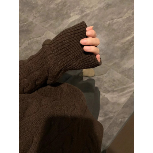 美拉德polo翻領麻花針織長袖女2025新款早秋薄款v領套頭毛衣內搭