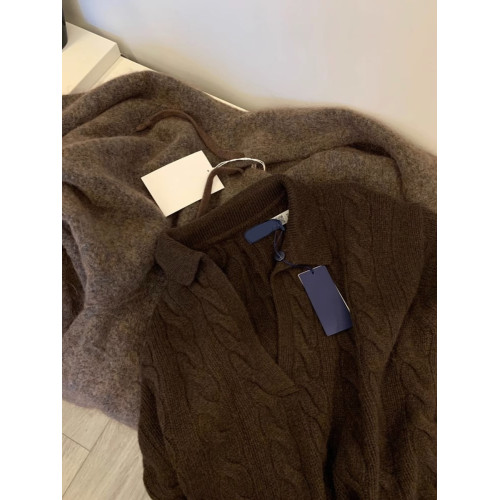 美拉德polo翻領麻花針織長袖女2025新款早秋薄款v領套頭毛衣內搭