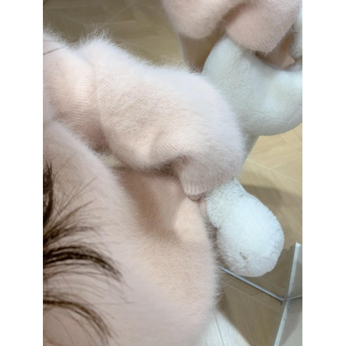 超顯白！冬季氛圍感奶huhu毛衣外套中長款韓版v領慵懶風寬松加厚