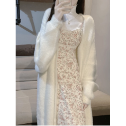 溫柔慵懶風中長款寬松毛衣外套女2025年秋冬新款過膝軟糯針織開衫