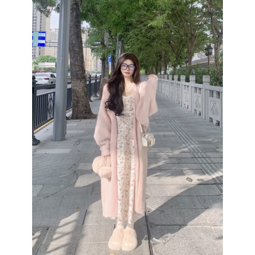 溫柔慵懶風中長款寬松毛衣外套女2025年秋冬新款過膝軟糯針織開衫