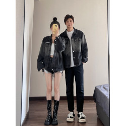 美式高級感情侶裝秋季2023小衆設計牛仔休閒夾克男女寬松外套潮牌