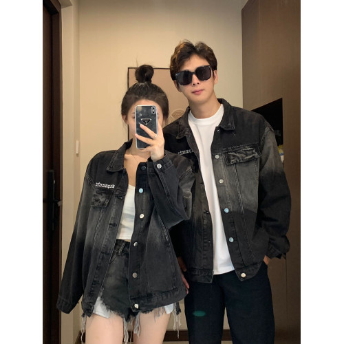 美式高級感情侶裝秋季2023小衆設計牛仔休閒夾克男女寬松外套潮牌 美式高級感情侶裝秋季2023小衆設計牛仔休閒夾克男女寬松外套潮牌