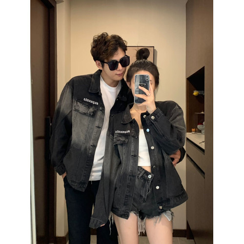 美式高級感情侶裝秋季2023小衆設計牛仔休閒夾克男女寬松外套潮牌 美式高級感情侶裝秋季2023小衆設計牛仔休閒夾克男女寬松外套潮牌