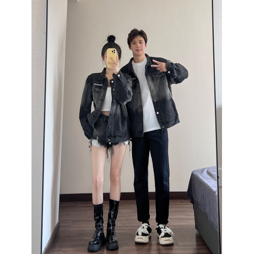 美式高級感情侶裝秋季2023小衆設計牛仔休閒夾克男女寬松外套潮牌 美式高級感情侶裝秋季2023小衆設計牛仔休閒夾克男女寬松外套潮牌