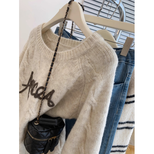 秋冬燕麥色浣熊絨打底毛衣女秋冬加厚內搭打底衫慵懶風外穿小個子