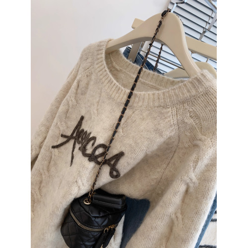 秋冬燕麥色浣熊絨打底毛衣女秋冬加厚內搭打底衫慵懶風外穿小個子