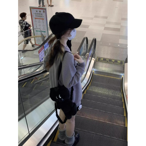 秋冬復古日系卡通小貓套頭毛衣女寬松慵懶風小個子針織打底衫上衣