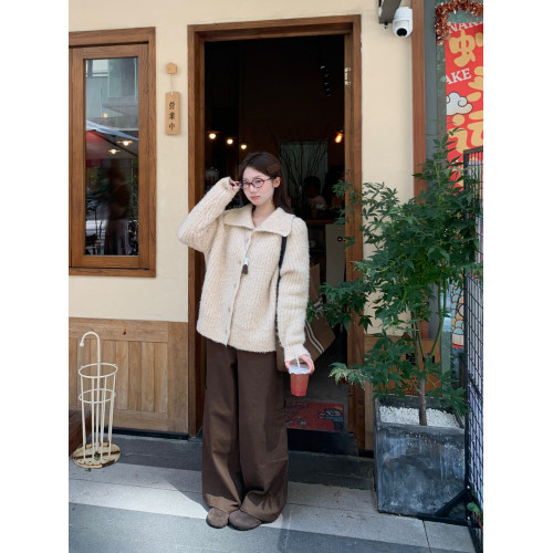 烏77慵懶感紫色繙領寬鬆毛衣外套女通勤百搭休閒減齡軟糯針織開衫 烏77慵懶感紫色繙領寬鬆毛衣外套女通勤百搭休閒減齡軟糯針織開衫