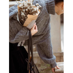 復古灰色高領短款毛衣女秋冬加厚小個子寬松慵懶風針織衫內搭上衣