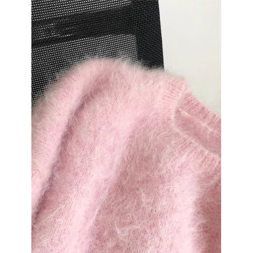 奶藍色軟糯圓領毛衣女秋冬季加厚奶裡奶氣內搭打底針織衫歐貨上衣