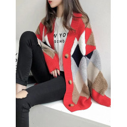 秋冬女裝批新款髮洋氣學生寬松開衫BF慵懶風外穿中長款毛衣外套潮