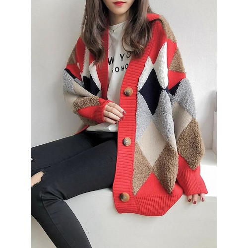 秋冬女裝批新款髮洋氣學生寬松開衫BF慵懶風外穿中長款毛衣外套潮