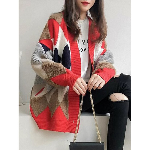 秋冬女裝批新款髮洋氣學生寬松開衫BF慵懶風外穿中長款毛衣外套潮