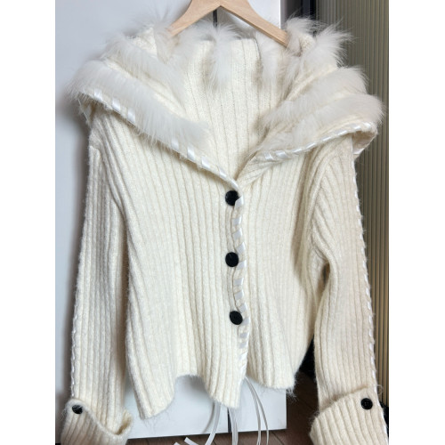 海軍領毛毛編織絲帶針織開衫女2025秋冬新款時尚洋氣短款毛衣外套 海軍領毛毛編織絲帶針織開衫女2025秋冬新款時尚洋氣短款毛衣外套