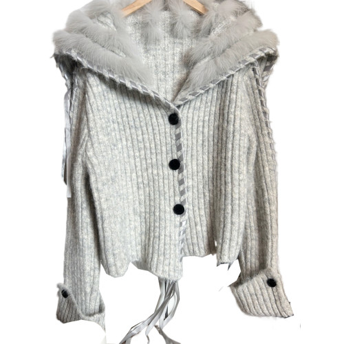 海軍領毛毛編織絲帶針織開衫女2025秋冬新款時尚洋氣短款毛衣外套 海軍領毛毛編織絲帶針織開衫女2025秋冬新款時尚洋氣短款毛衣外套