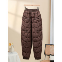 羽絨褲女2025年新款高腰保暖外穿九分褲加厚白鴨絨休閒褲冬季大碼