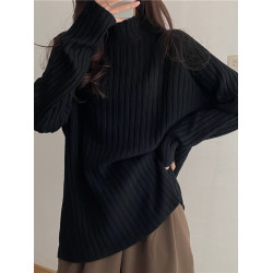 大碼胖mm半高領毛衣女秋季2025新款寬松打底衫日系顯瘦針織衫上衣