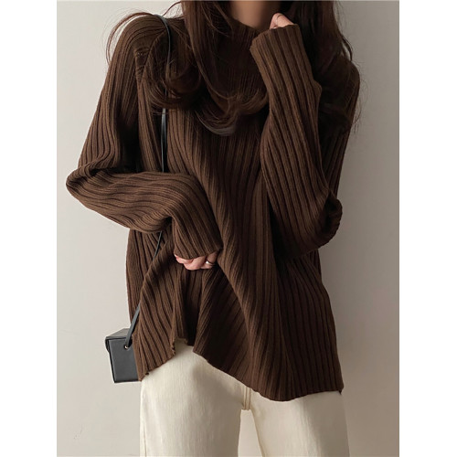 大碼胖mm半高領毛衣女秋季2025新款寬松打底衫日系顯瘦針織衫上衣