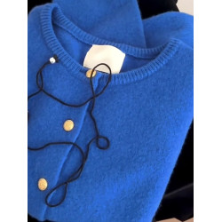 克萊因藍色毛衣外套2025秋季軟糯慵懶風寬松百搭針織開衫高級感