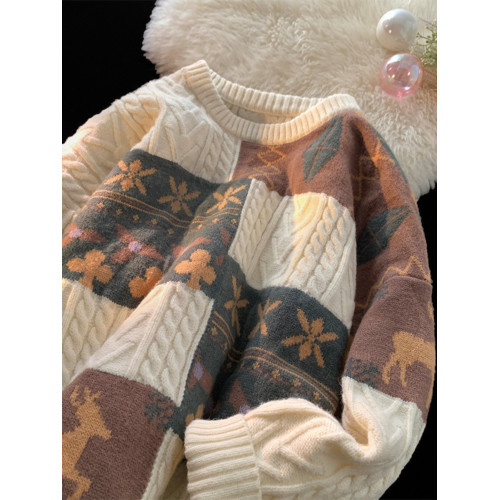 vintage氛圍感毛衣女秋冬季2025新款加厚寬松別致美式慵懶針織衫