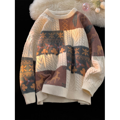 vintage氛圍感毛衣女秋冬季2025新款加厚寬松別致美式慵懶針織衫