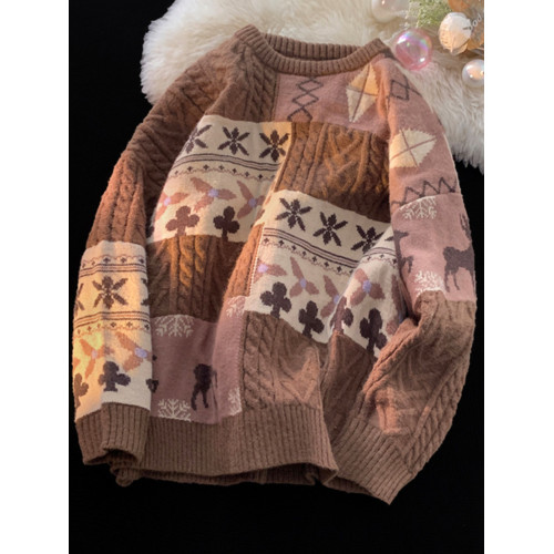 vintage氛圍感毛衣女秋冬季2025新款加厚寬松別致美式慵懶針織衫