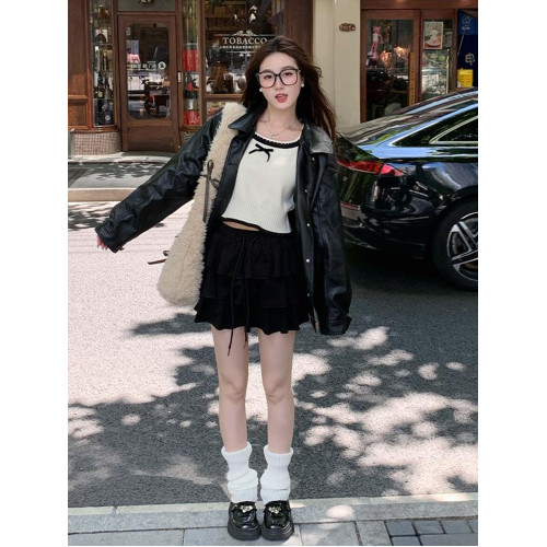 早秋季短款方領打底衫女裝毛衣內搭2025新款蝴蝶結設計感針織上衣