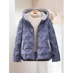 無縫一體面料冬季羽絨服女短款輕薄連帽小個子加厚輕便款中年媽媽