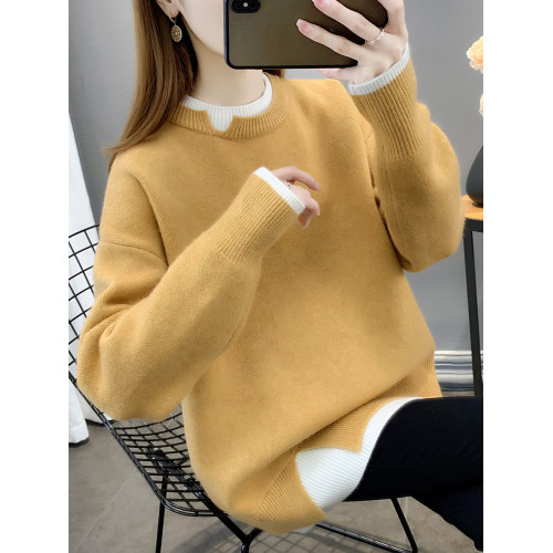 假兩件毛衣女款2025新款秋冬季寬松加絨加厚中長款上衣遮屁股洋氣 假兩件毛衣女款2025新款秋冬季寬松加絨加厚中長款上衣遮屁股洋氣