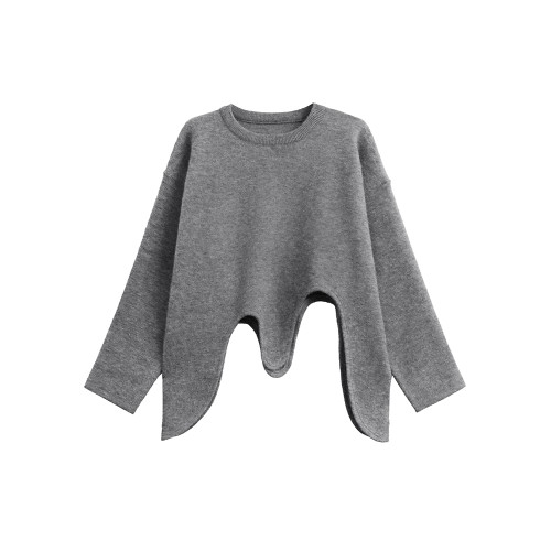 港風小衆設計感不規則短款毛衣2025秋新款時尚純色顯瘦個性針織衫