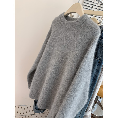 灰色套頭毛衣女秋冬季加厚寬松慵懶風高級感2025新款打底針織衫冬